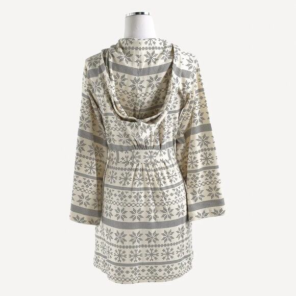 NWT Kate Quinn Hooded Pocket Robe Nordic Snowflake Organic Cotton M/L - Picture 2 of 2